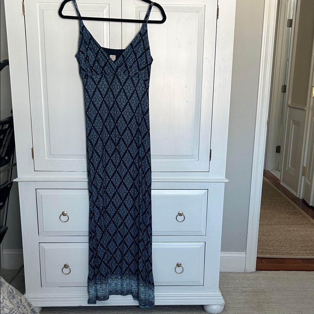 LOFT Navy Geometric Maxi Dress